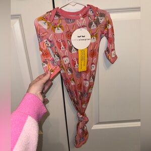 Little Sleepies Pink Boho Bunny Baby Knotted Gown Newborn